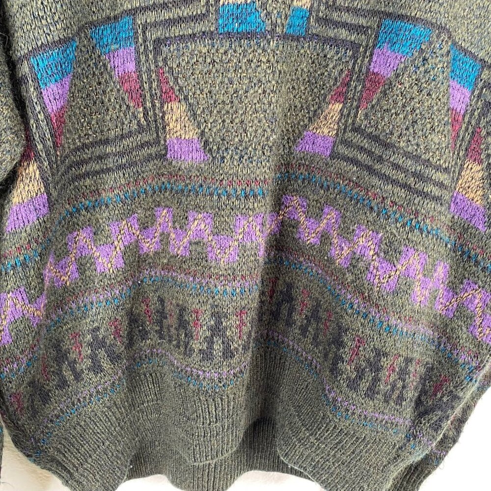 Vtg Jantzen Sweater Men's Multicolor Sz L Oversized Preppy Grunge Pullover - Picture 7 of 11